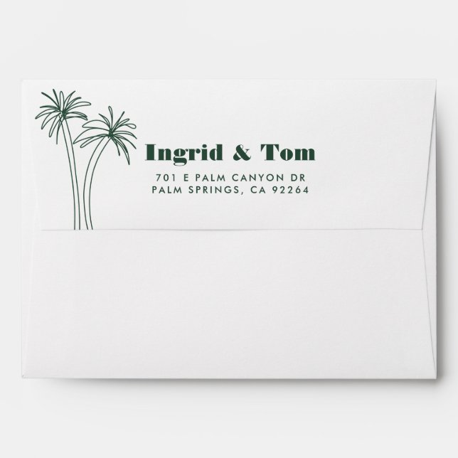 Green Minimalist Tropics Wedding Envelope (Back (Top Flap))