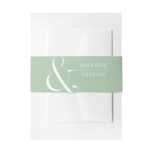 Green minimalist typographic couple's monogram invitation belly band