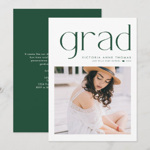Green Minimalist Typography Photo Graduation Announcement