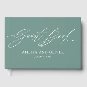 Green Minimalist Wedding Guest Book