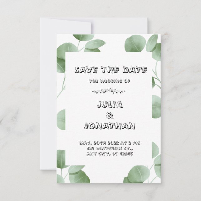 Green Minimalist Wedding Invitation (Front)