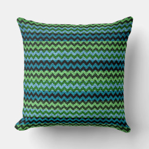 Green Mint Chevron Stripes Pattern Cushion
