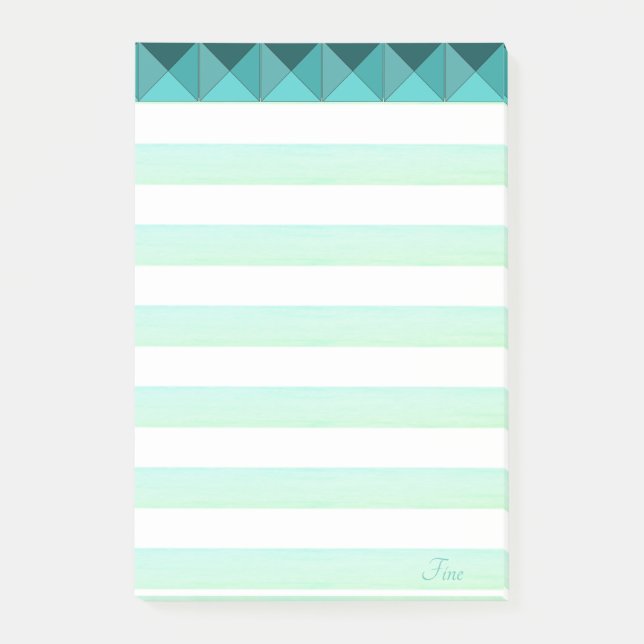 Green  Mint Pyramid Shapes & Stripes Post-it Notes (Front)