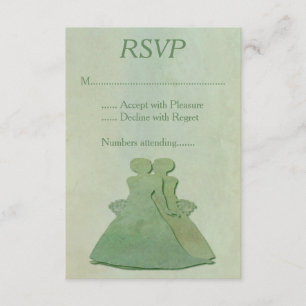 Green Mint Rustic Lesbian Wedding RSVP