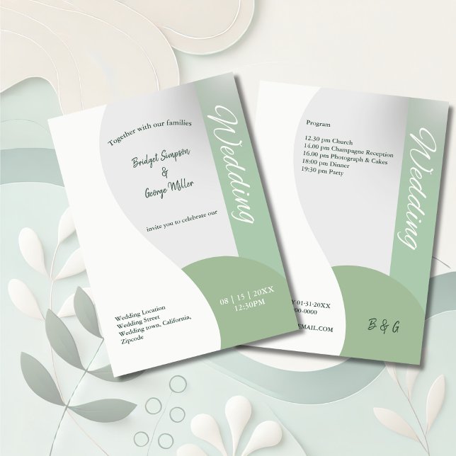 green mint tones simple boho chic wedding  invitation (Creator Uploaded)