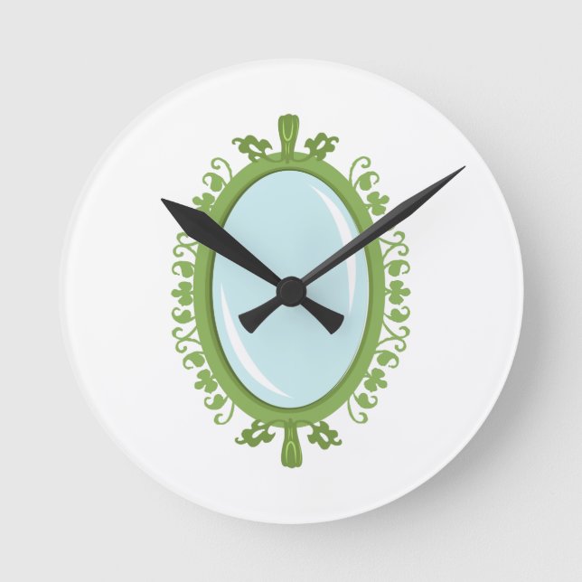 Green Mirror Round Clock (Front)