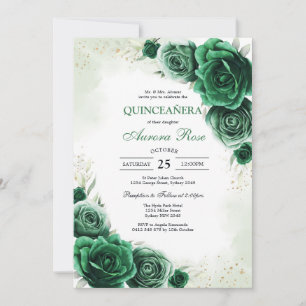 Green Mis Quince Quinceañera Birthday Invitation