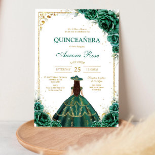 Green Mis Quince Quinceañera Birthday Invitation