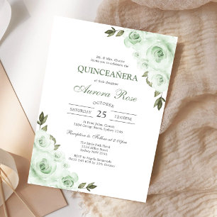 Green Mis Quince Quinceañera Birthday Invitation