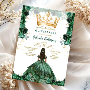 Green Mis Quince Quinceañera Birthday Invitation