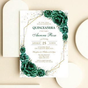 Green Mis Quince Quinceañera Birthday Invitation