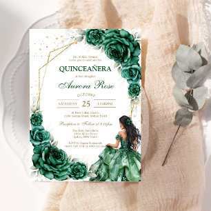 Green Mis Quince Quinceañera Birthday Invitation