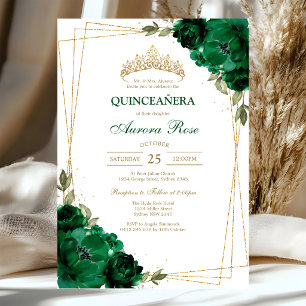 Green Mis Quince Quinceañera Birthday Invitation