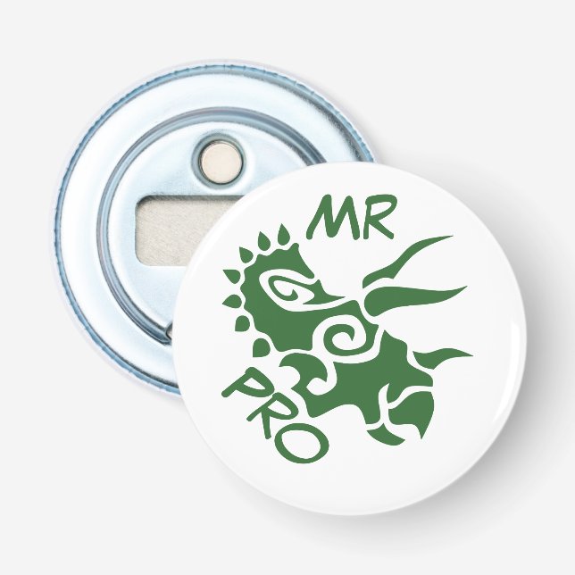 Green Mister Pro Triceratops Skilled Ancient  Bottle Opener (Front)