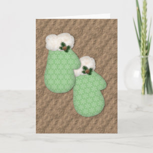 Green Mittens Large Font Christmas Card