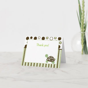 Green Mod Dot Turtle Folded Thank you note Card
