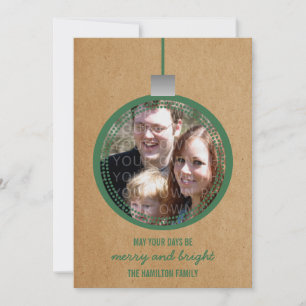 Green Mod Ornament Holiday Photo Flat Card
