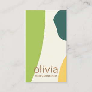 Green Modern Abstract Painted Art Shapes Business Card