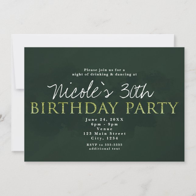 Green Modern Any Age Birthday Party Invitation (Front)