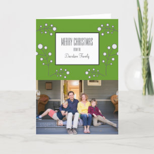 Green Modern Berry Holiday Photo Card