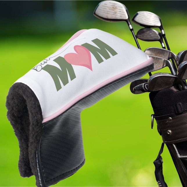 Green Modern Best Mum Pink Heart Mother's Day Golf Head Cover (Creator Uploaded)