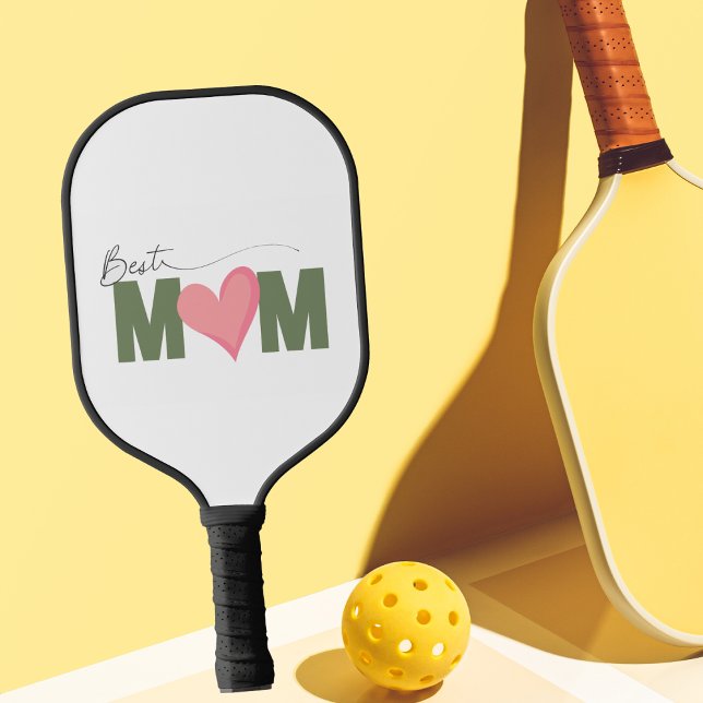 Green Modern Best Mum Pink Heart Mother's Day Pickleball Paddle (Creator Uploaded)