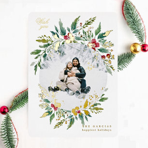 green modern big wreath one photo merry christmas