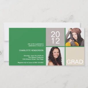 Green modern block class of grad announcement