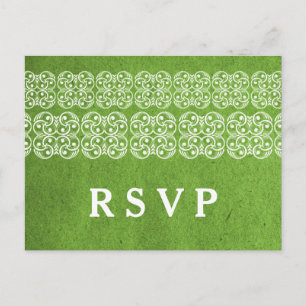 Green Modern Bohemian RSVP Postcard