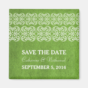 Green Modern Bohemian Save the Date Magnet