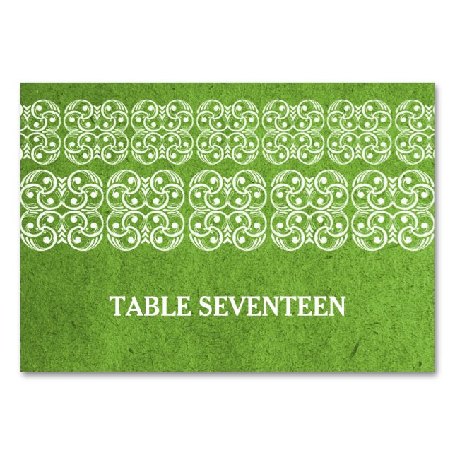 Green Modern Bohemian Table Card (Front)
