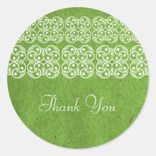 Green Modern Bohemian Thank You Stickers