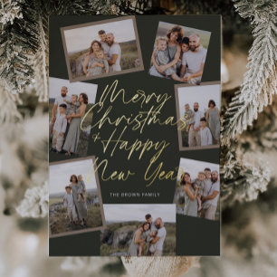Green Modern Boho 8 Photo Collage Christmas 