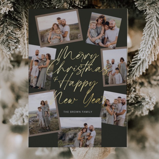 Green Modern Boho 8 Photo Collage Christmas  (Creator Uploaded)
