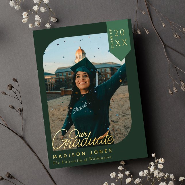 Green Modern Chic Photo Graduation Announcement (Creator Uploaded)