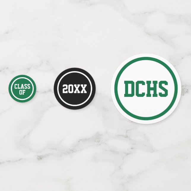Green Modern Circles Photo Graduation Confetti (Fronts)