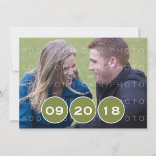 Green Modern Circles Photo Save the Date Invite