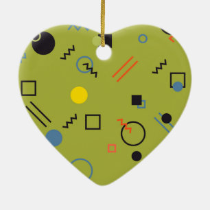 Green, modern, cool, trendy, urban,Memphis pattern Ceramic Tree Decoration
