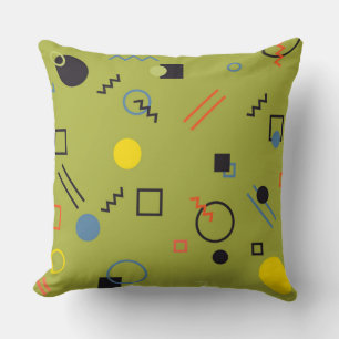 Green, modern, cool, trendy, urban,Memphis pattern Cushion