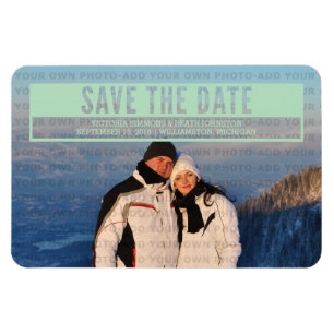 Green Modern Cut Out Save the Date Magnet
