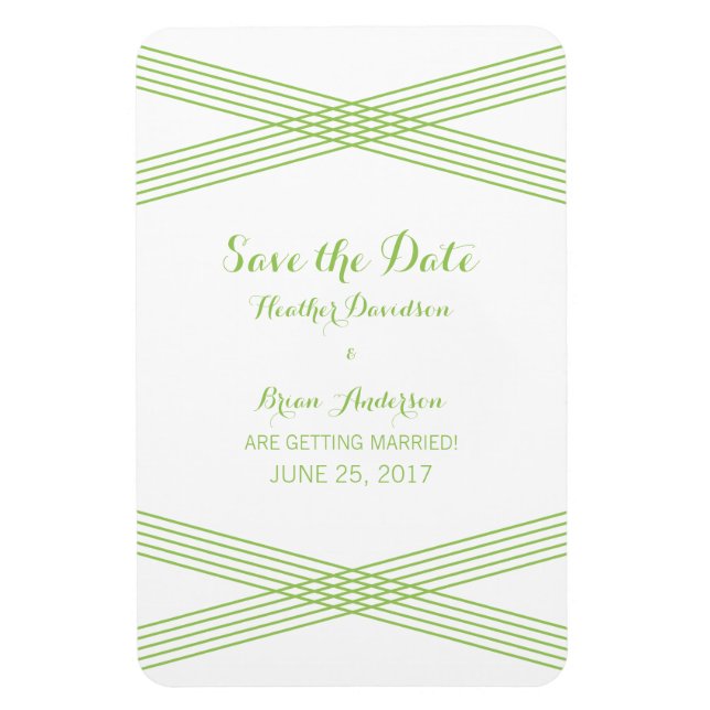 Green Modern Deco Save the Date Magnet (Vertical)