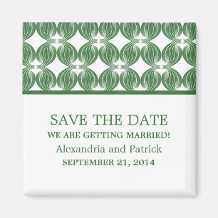 Green Modern Deco Save the Date Magnet