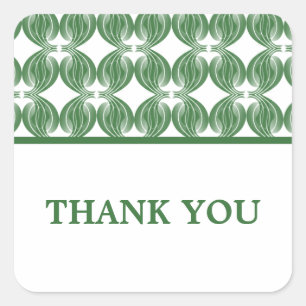 Green Modern Deco Thank You Stickers