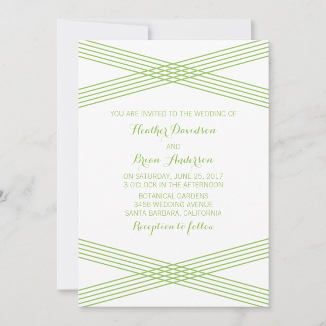 Green Modern Deco Wedding Invite (Front)