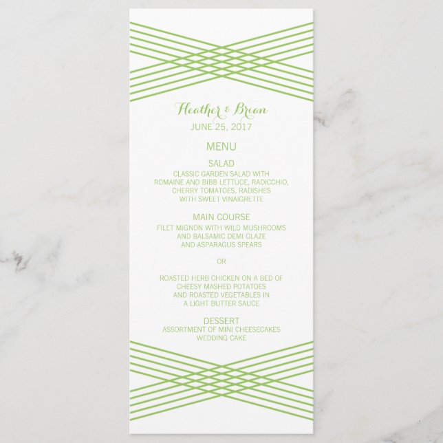Green Modern Deco Wedding Menu (Front)