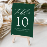 Green Modern Elegance Wedding Table Number<br><div class="desc">Trendy, minimalist wedding table number cards featuring white modern lettering with "Table" in a modern calligraphy script. The design features a green background or colour of your choice. The design repeats on the back. To order the table cards: add your name, wedding date, and table number. Add each number to...</div>