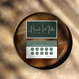 Green   Modern Elegant Minimalist Loyalty  Business Card