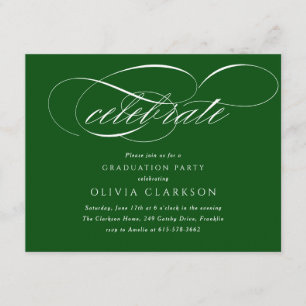 Green Modern Elegant Script Graduation Party Enclosure Card