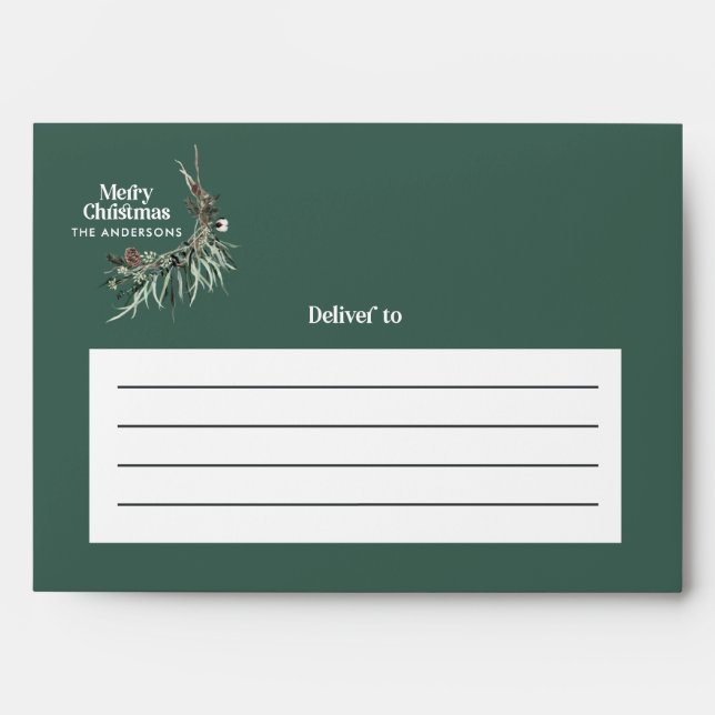 Green modern elegant watercolor botanical rustic e envelope (Front)