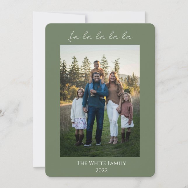 Green Modern fa la la la la Invitation (Front)